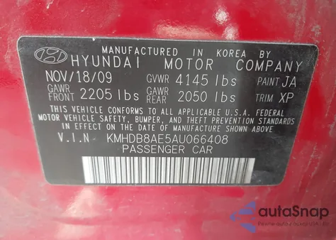 2010 Hyundai Elantra Touring Gls from USA, damaged, VIN KMHDB8AE5AU066408